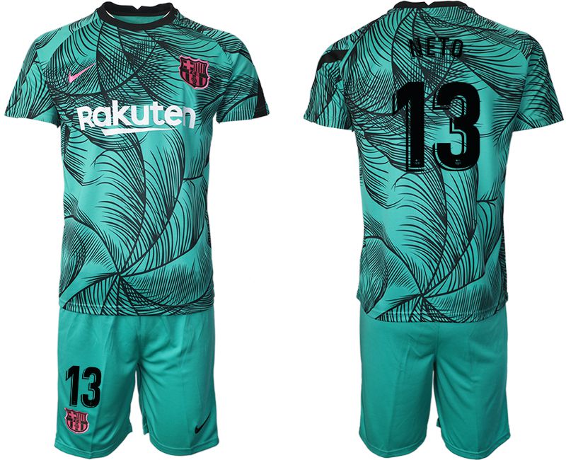 Men 2020-2021 club Barcelona green training suit #13 Soccer Jerseys->barcelona jersey->Soccer Club Jersey